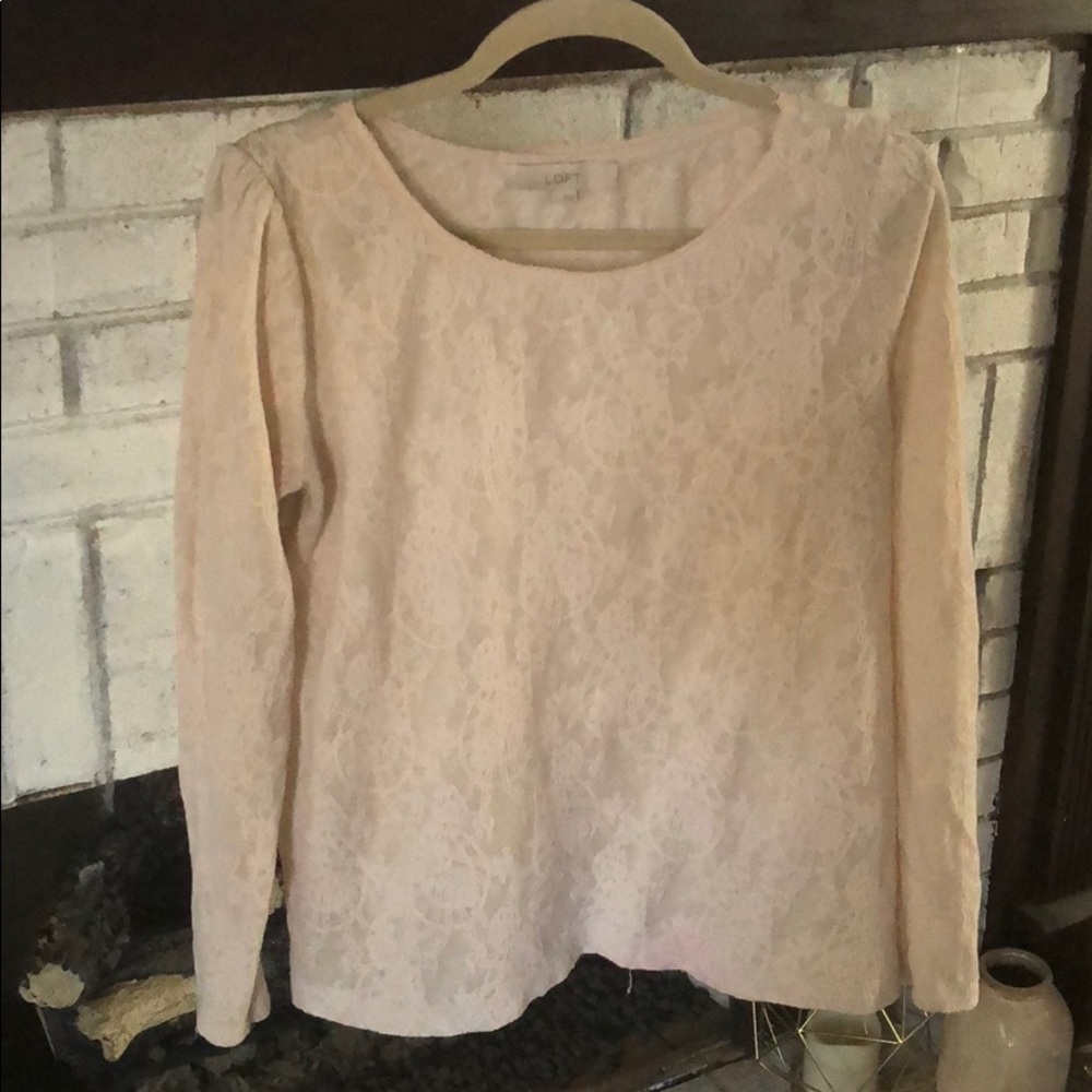 Long sleeve LOFT lace-like shirt